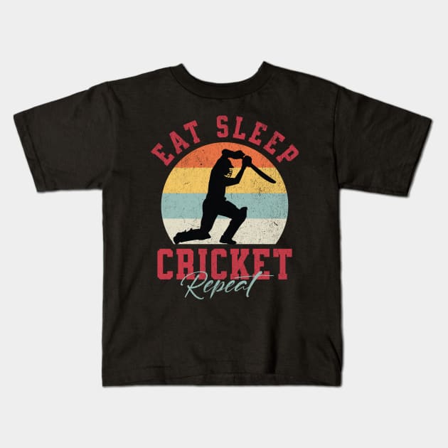 Eat Sleep Cricket Repeat Kids T-Shirt by BankaiChu